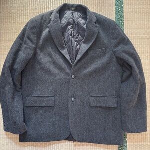 ll bean primaloft gray wool blend herringbone tweed blazer jacket mens 42-reg